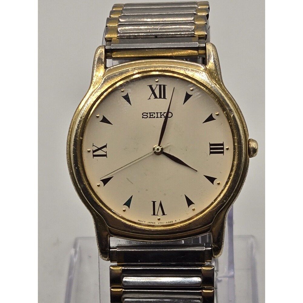 Seiko Quartz V701-A100 33mm Unisex Watch. New Battery. New Crystal. Stretch Band
